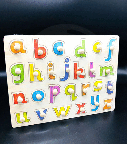 Small Alphabets Clip Support Board, Funny abc Alphabets Learning Wooden Puzzle