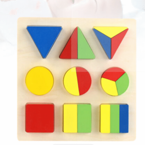 Wooden Geometric Shapes Montessori Puzzle Sorting Math Bricks Preschool Learning Educational Game Baby Toddler Toys for Children