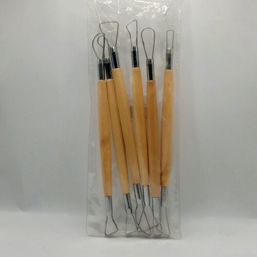 6pcs Clay Tool Set 8-Inch Ceramic Carving Clay Plastic Wooden Pole Flat Cutter