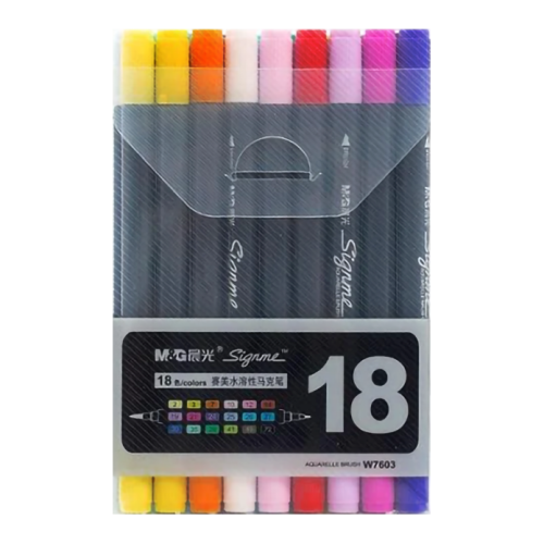 M&G Signme Dual Tip Watercolor Marker Set – W7603-18