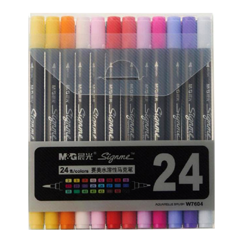 M&G Signme Dual Tip Watercolor Marker Set – W7602-24